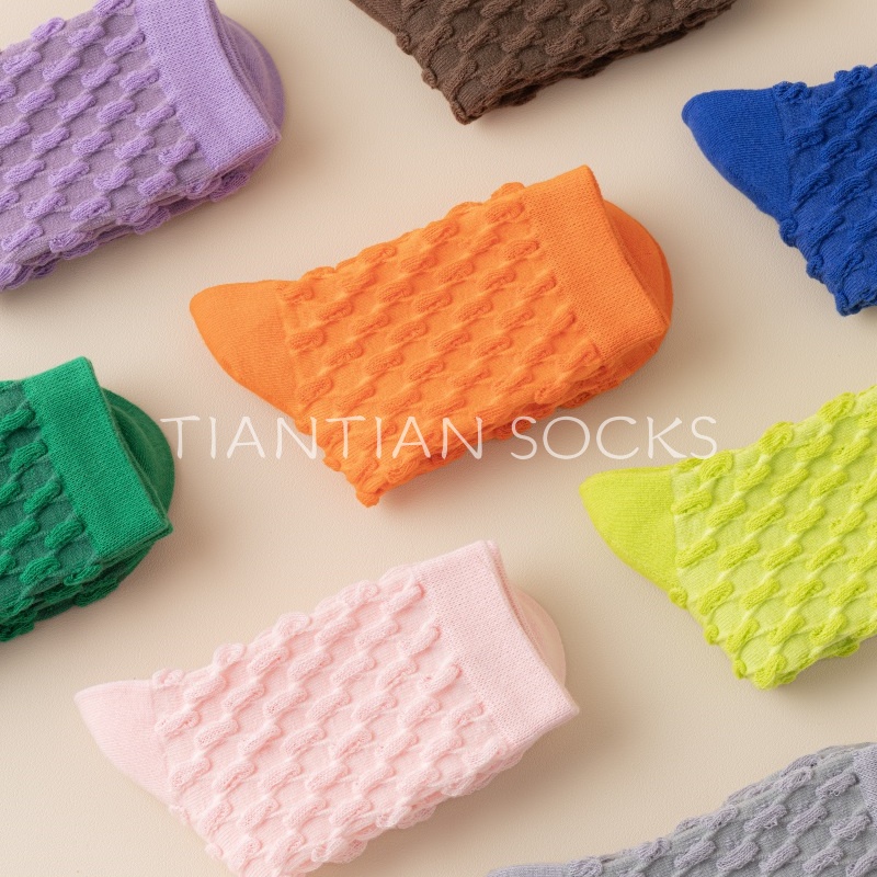 TIAN TIAN T233 Vớ Cotton Tất Cao cổ Ba Chiều Màu Kẹo Trơn Phiên Bản Hàn Quốc Mới Cho Nữ