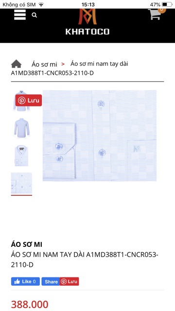 Somi khatoco dài tay mới giảm 10%( giá mác 388k) mã 031-050-034