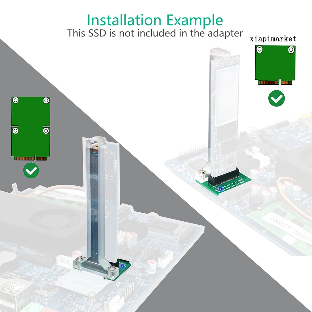 LOP_Mini PCI-E to NVME M.2 SSD Adapter mSATA to M.2 Key B+M Vertical Card Converter