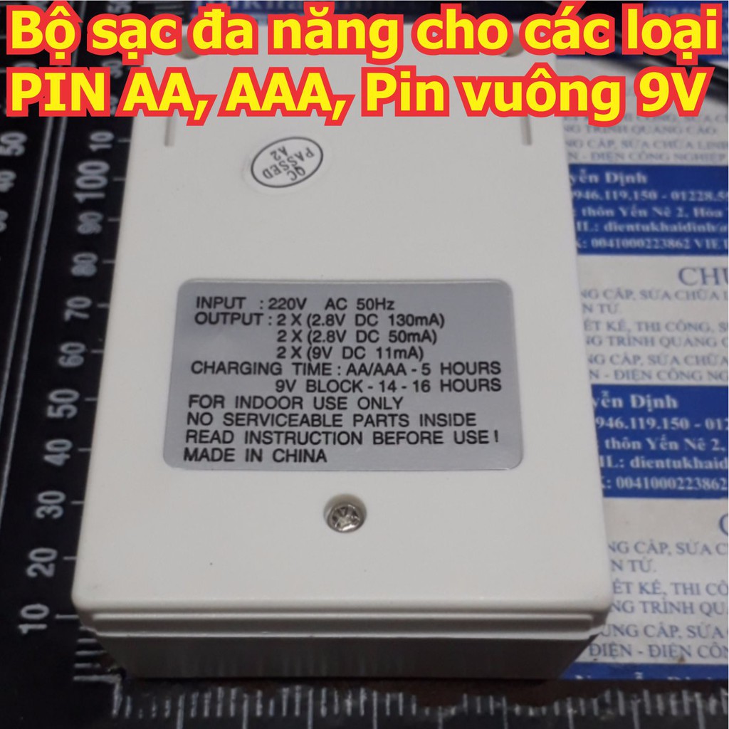 Bộ sạc đa năng cho các loại PIN AA, AAA, Pin vuông 9V kde5802