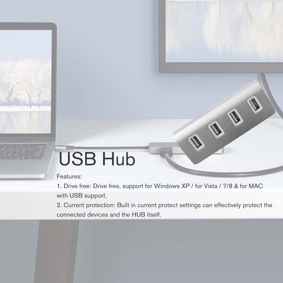 (orb) Bộ Chia 4 Cổng Usb Tốc Độ Cao Bằng Hợp Kim Nhôm