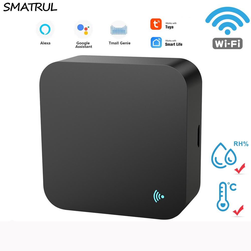 Cảm Biến Nhiệt Độ Và Độ Ẩm SMATRUL WIFI Điều Khiển Hồng Ngoại Từ Xa Hỗ Trợ Ứng Dụng Tuya Smart