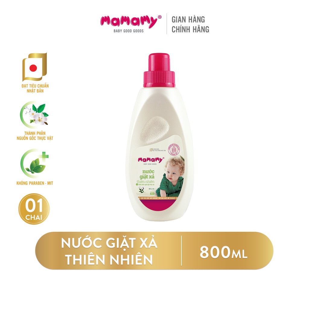 Nước giặt xả thiên nhiên 2 in 1 thành phần thực vật an toàn cho bé Mamamy hương Bellis/Blooming (800ml)