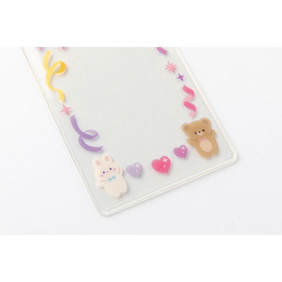 Toploader Decor ARTBOX Hàn Quốc Móc Khóa Bọc Card Đựng Ảnh Trang Trí Photocard Polaroid In Hình Thỏ/Gấu Ribbon Confetti
