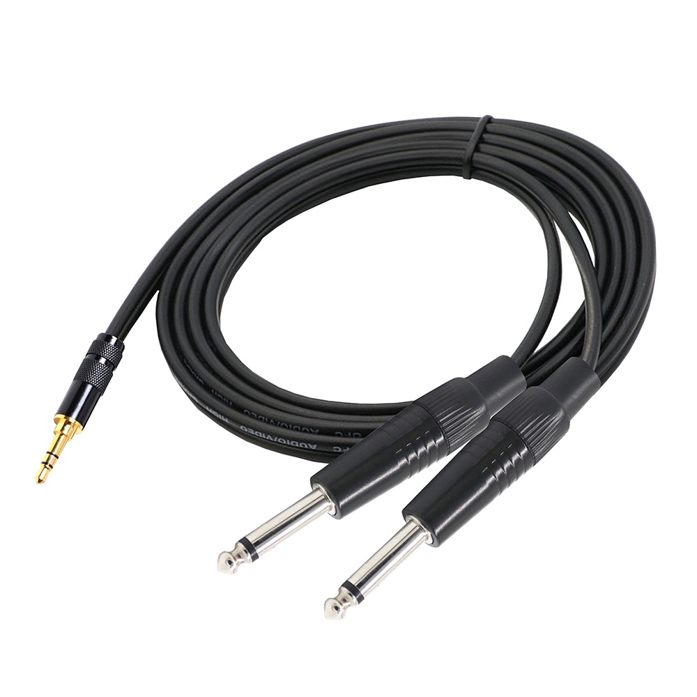 Pophouse 1/8"3.5mm To Double 6.35mm 1/4" Mono Stereo Y-Splitter Headphone Audio Cable