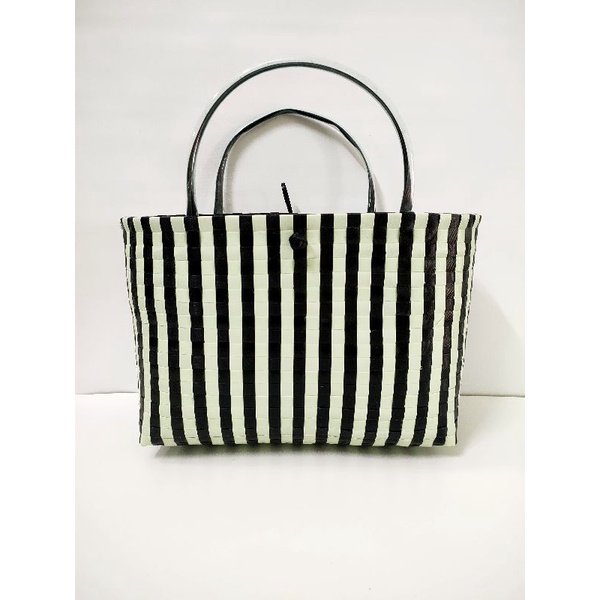 combo 2 giỏ xách đan tay, 1 sọc ngang 1 sọc dọc size 40cm