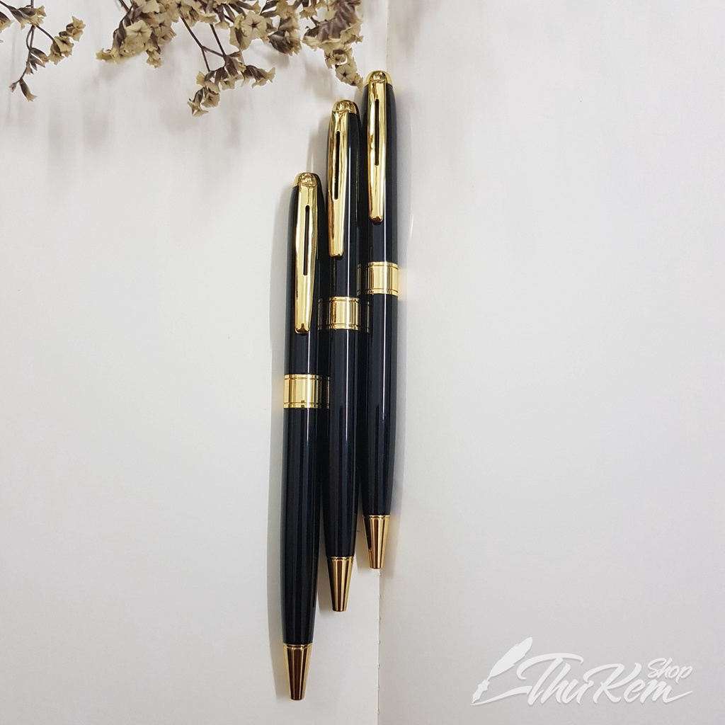 Bút ký bi xoay 0.7mm cài vàng mực xanh/ cài trắng mực đen ngòi 0.7mm