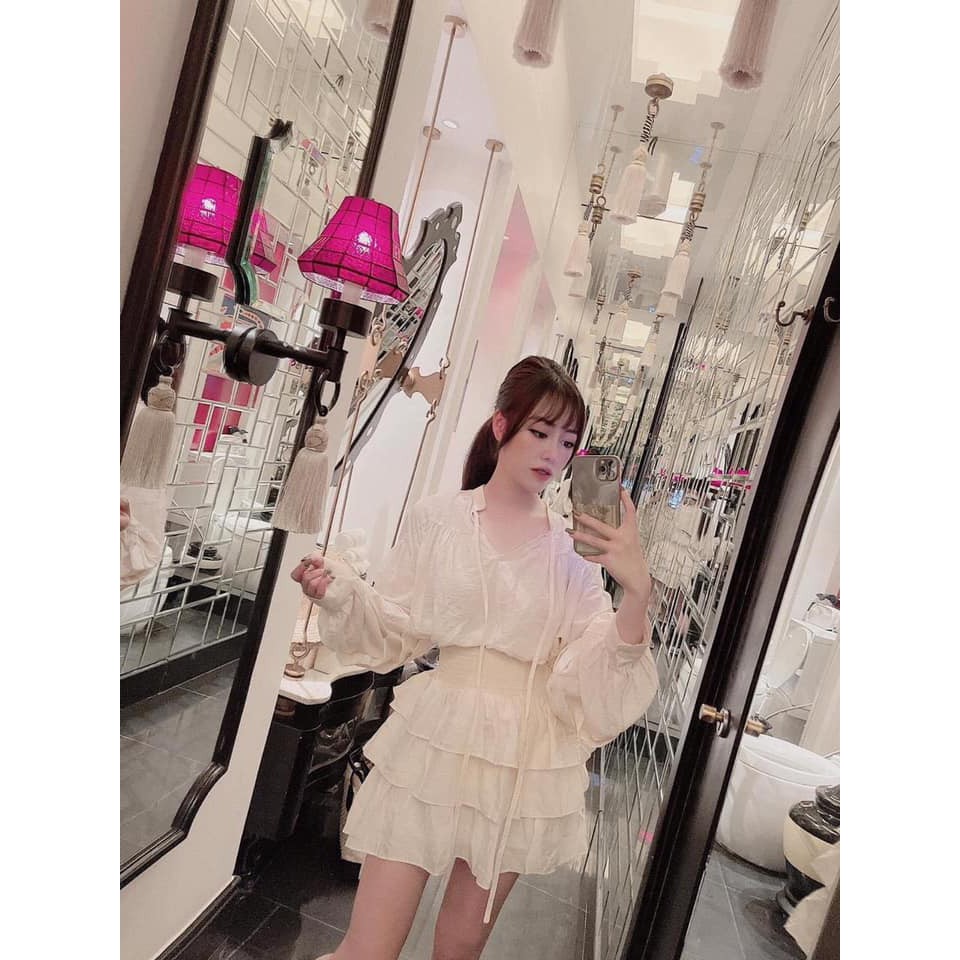 Set đồ nữ mặc đi chơi hàng QCCC  áo tơ xước mix chân váy tầng xinh dã man | BigBuy360 - bigbuy360.vn