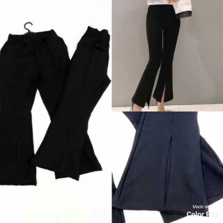 Quần tây đen ống loe xẻ tà