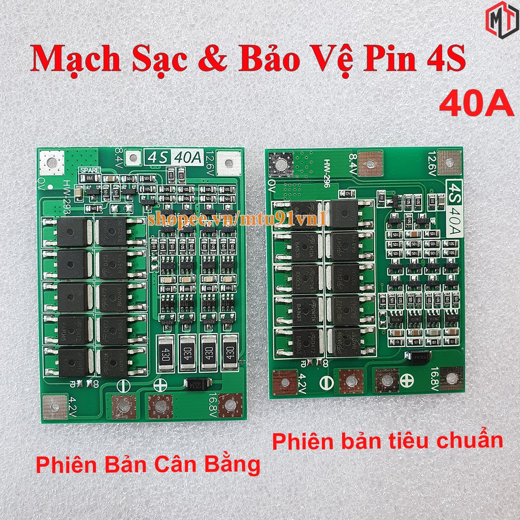 Mạch 4S 40A 14.4V 16.8V - Mạch bảo vệ khối pin Lithium ion 4S 18650 26650 , Dòng xả cao ổn định