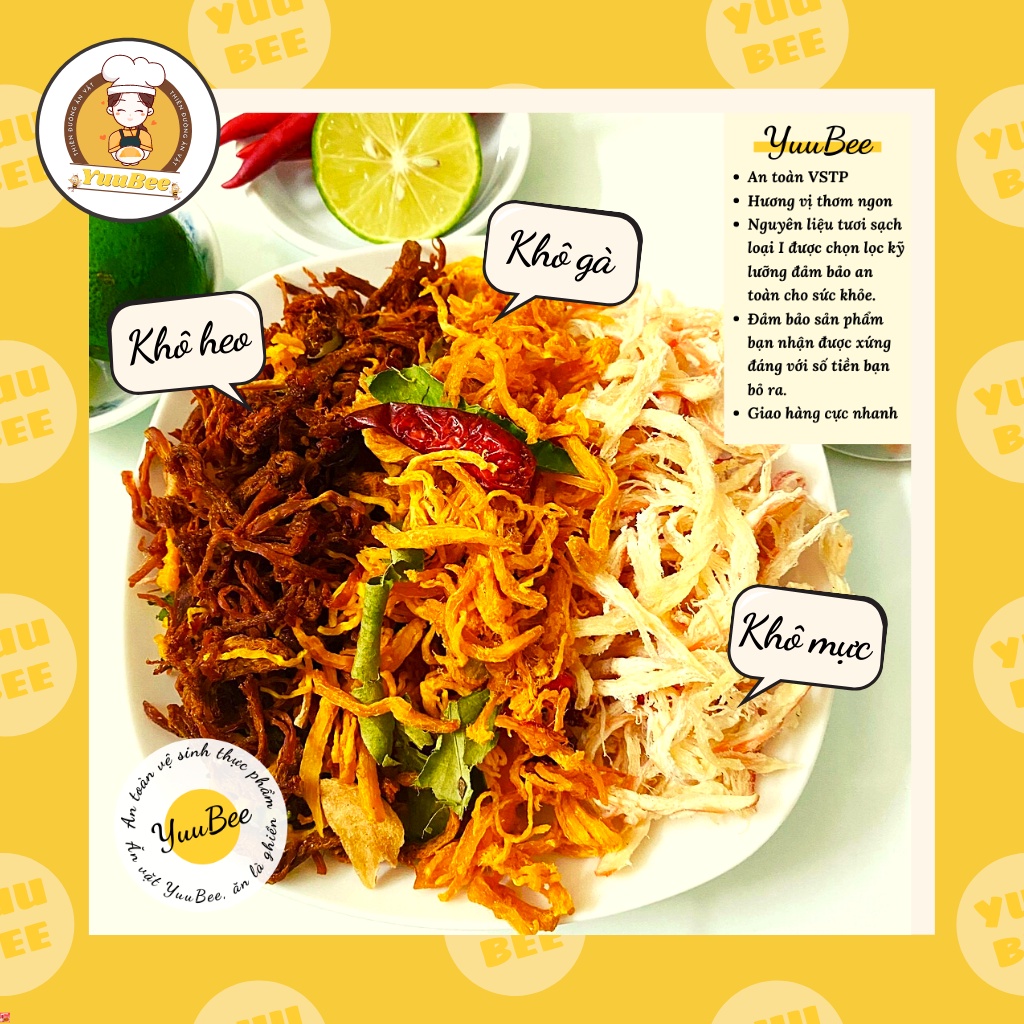 Khô mix 3 vị  thơm ngon 300G YUUBEE - Đồ ăn vặt Việt Nam
