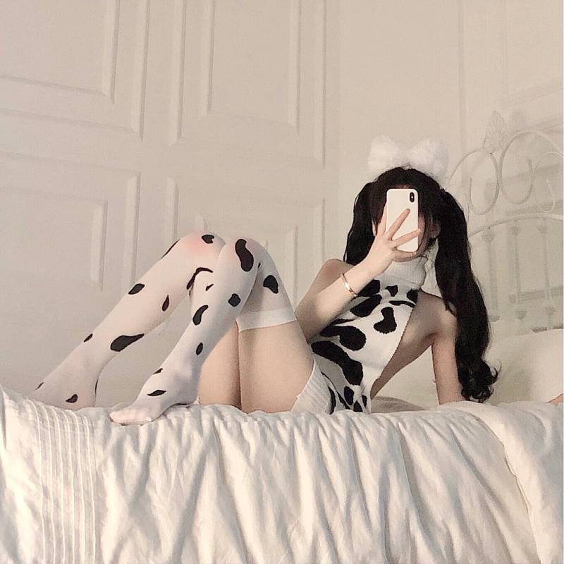 Đầm ngủ cosplay bò sữa hở lưng gợi cảm cho nữ