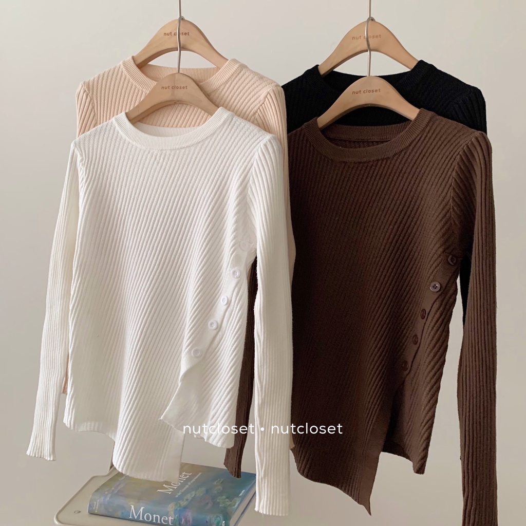 Áo len vân dọc cúc chéo thân _ A0316 | BigBuy360 - bigbuy360.vn