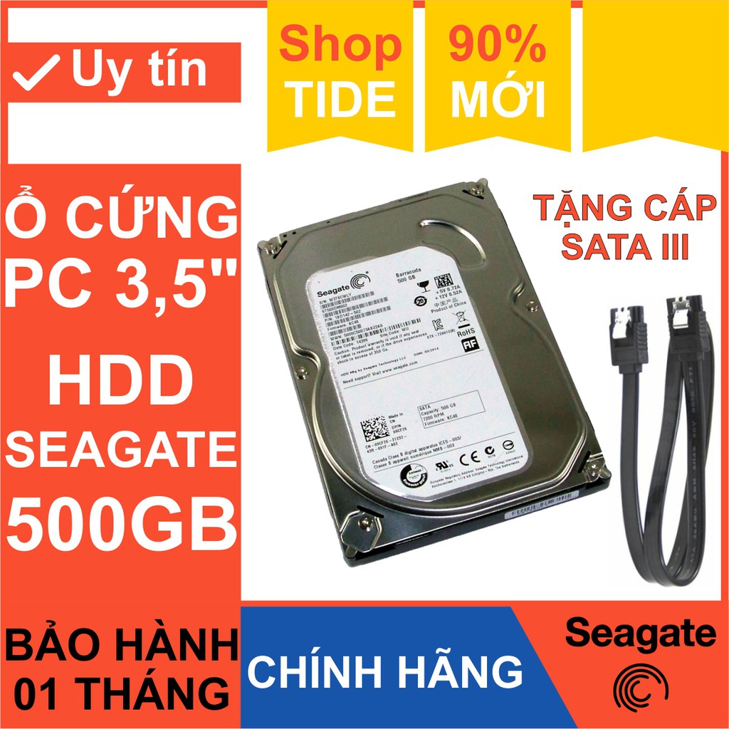 Ổ cứng HDD 3.5&quot; Seagate 500GB  – Chính Hãng – Mới 99% Tháo máy đồng bộ – Bảo hành 1 tháng