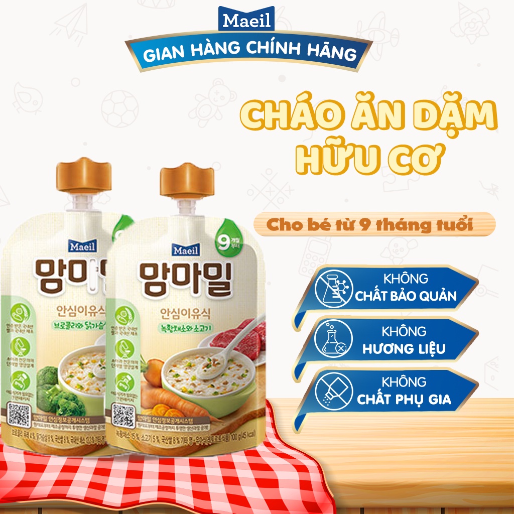 [Mã BMBAU50 giảm 50K đơn 150K] [Maeil chính hãng] Cháo ăn dặm Maeil Hàn Quốc dành cho bé từ 9M - 100g