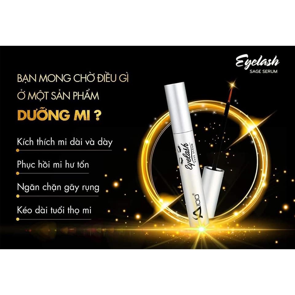 Serum dưỡng mi EYELASH SAGE SERUM phục hồi mi hư tổn chăm sóc mi dài và dày sau 7 Ngày