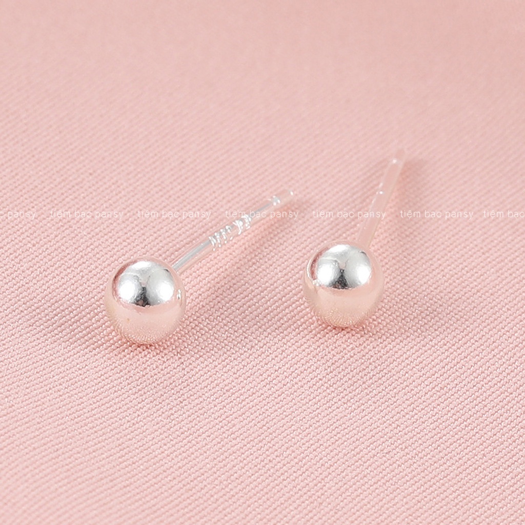 Khuyên tai nụ bi bạc ta nam nữ đều đeo được, bông tai Unisex chất liệu bạc thật nguyên chất