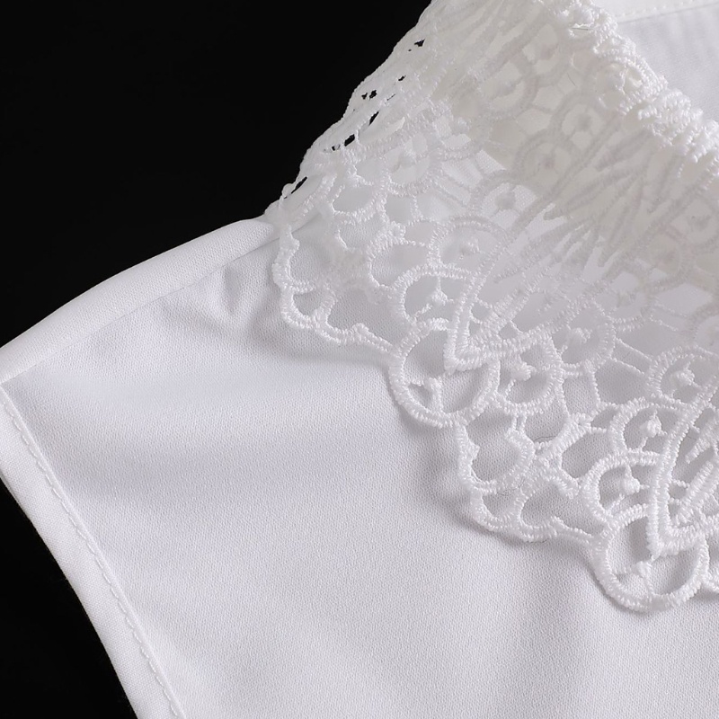 Xiangbao Cổ Áo Sơ Mi Giả Màu Trắng Thêu Họa Tiết Lá Có Nút Có Thể Tháo Rời Cho Nữ