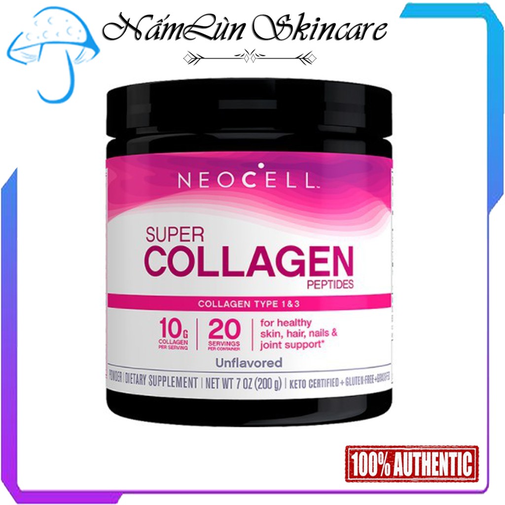 Super Collagen Powder Unflavored  Neocell Dạng Bột 6600 Mg - 198g ~ 200g [ Mẫu mới bill Mỹ ]