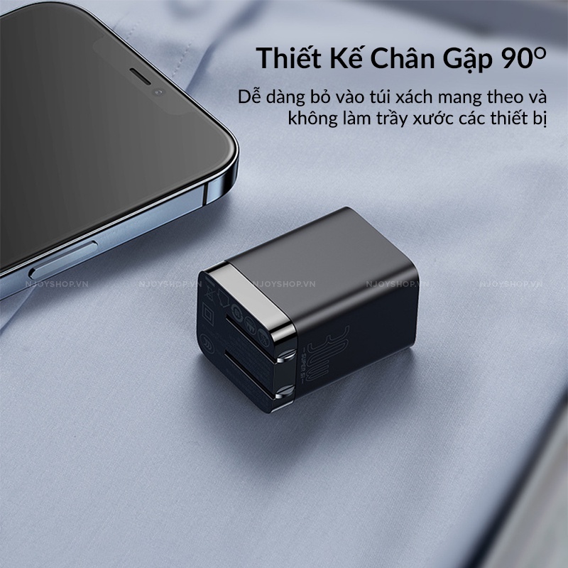 Củ Sạc Nhanh Siêu Nhỏ Baseus 30w Chân Gập 2 Cổng USB / Type C Hỗ Trợ Qc 3.0 Pd Cho Điện Thoại Máy Tính Bảng Njoyshop