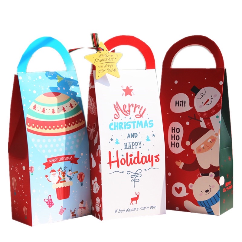 set 3 hộp giấy Noel, Xmas, Giáng sinh size 10.5 x 6 x 22.5 cm