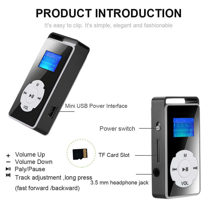 Máy nghe nhạc mini MP3 màn hình LCD tiện dụng