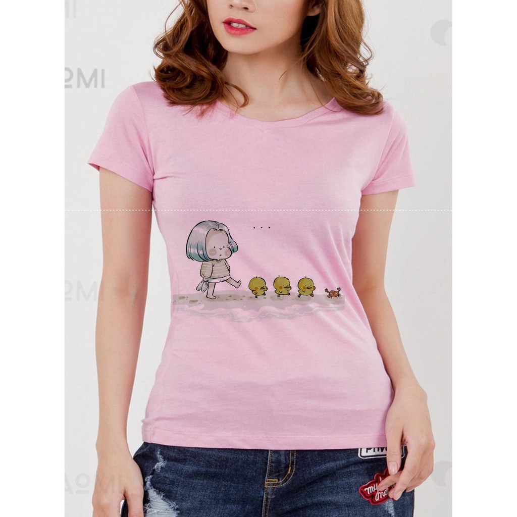 ÁO THUN NAM NỮ AT1714 ANIME GIRL VÀ VỊT CON THỜI TRANG AOMI unisex PHONG CÁCH CÁ TÍNH ĐẸP