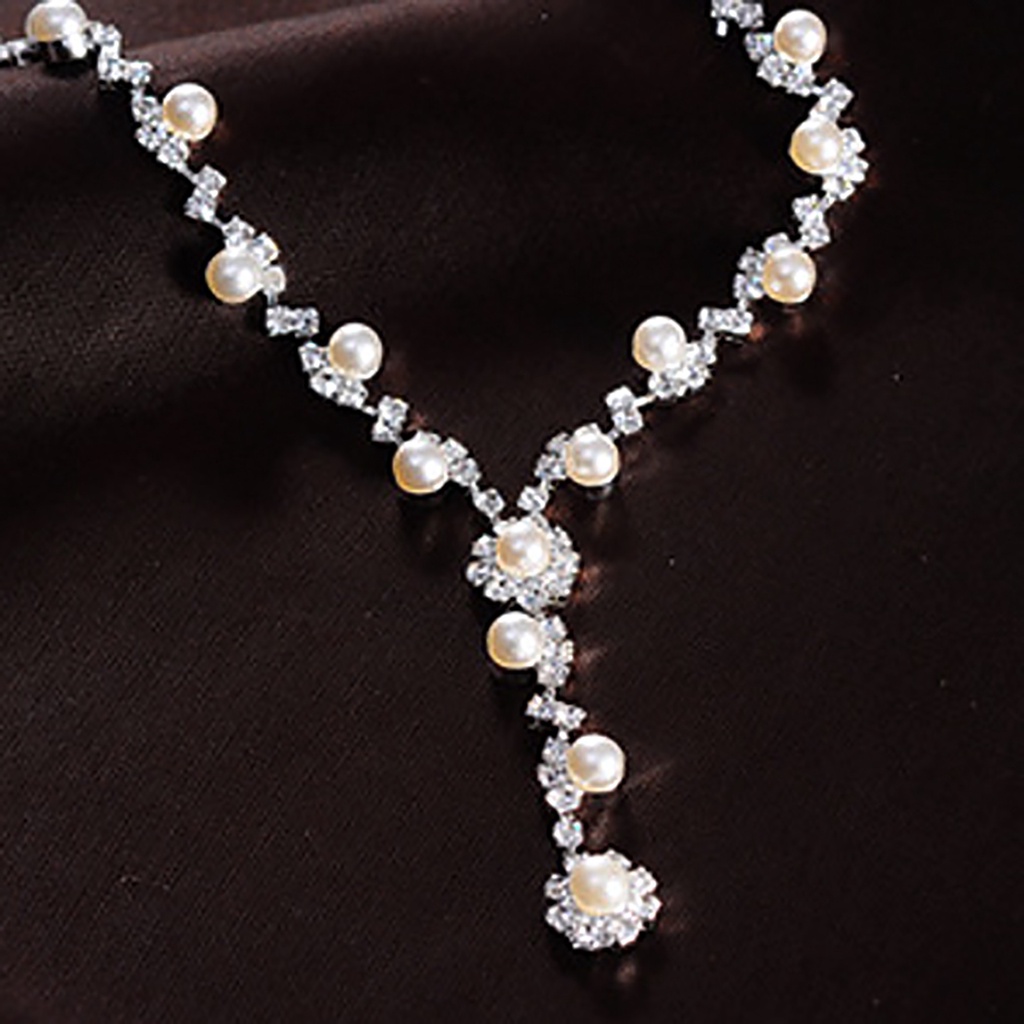 Bộ dây chuyền khuyên tai thiết kế đính đá quý nhân tạo thanh lịch sang trọng quý phái dành cho nữ