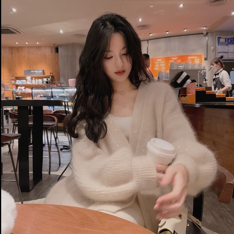 Áo Khoác Len Mohair Lụa Hàn Quốc Thu Đông