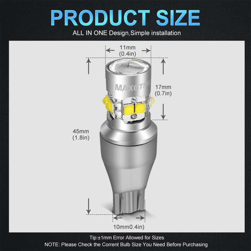 Set 2 bóng đèn MAXGTRS Chip Canbus XBD W16W T15 OBC không xảy ra lỗi 921 912 DC12V