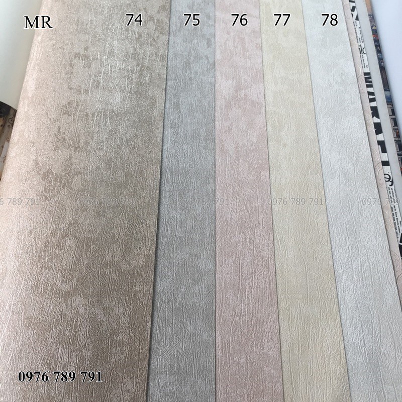 Giấy Dán Tường Trơn Nhám Cho Phòng Ngủ MR Lụa Không Keo Màu Trắng, Vàng , Xám , Nâu Khổ 53cm
