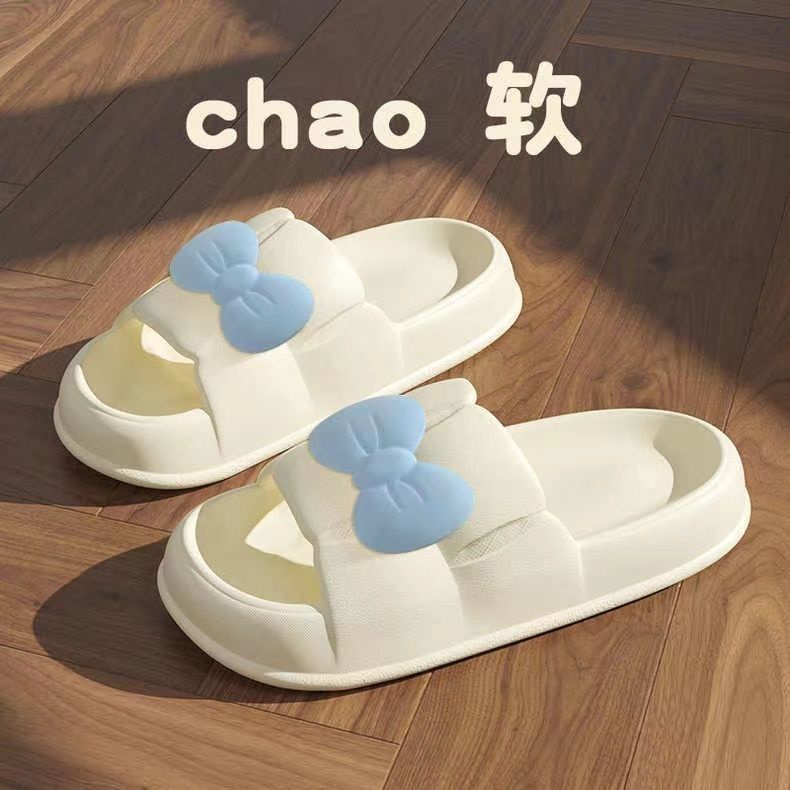 Dép Đi Trong Nhà Đế Dày Mềm Mại Đính Nơ Dễ Thương