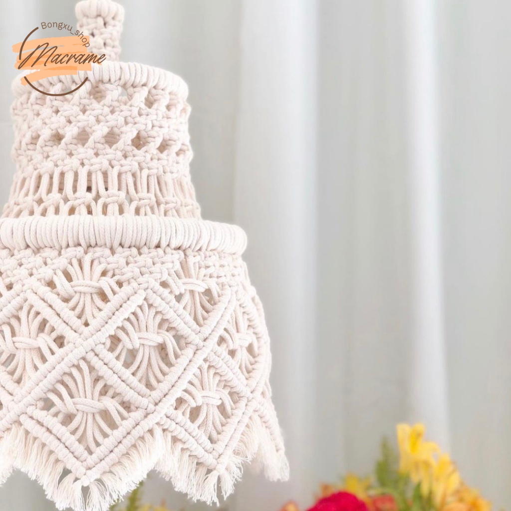 Đèn trần vintage trang trí macrame đường kính 25cm Bongxu_shop