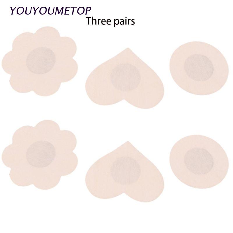 Set 3 cặp miếng dán nhũ hoa bằng vải không dệt vô hình quyến rũ cho nữ