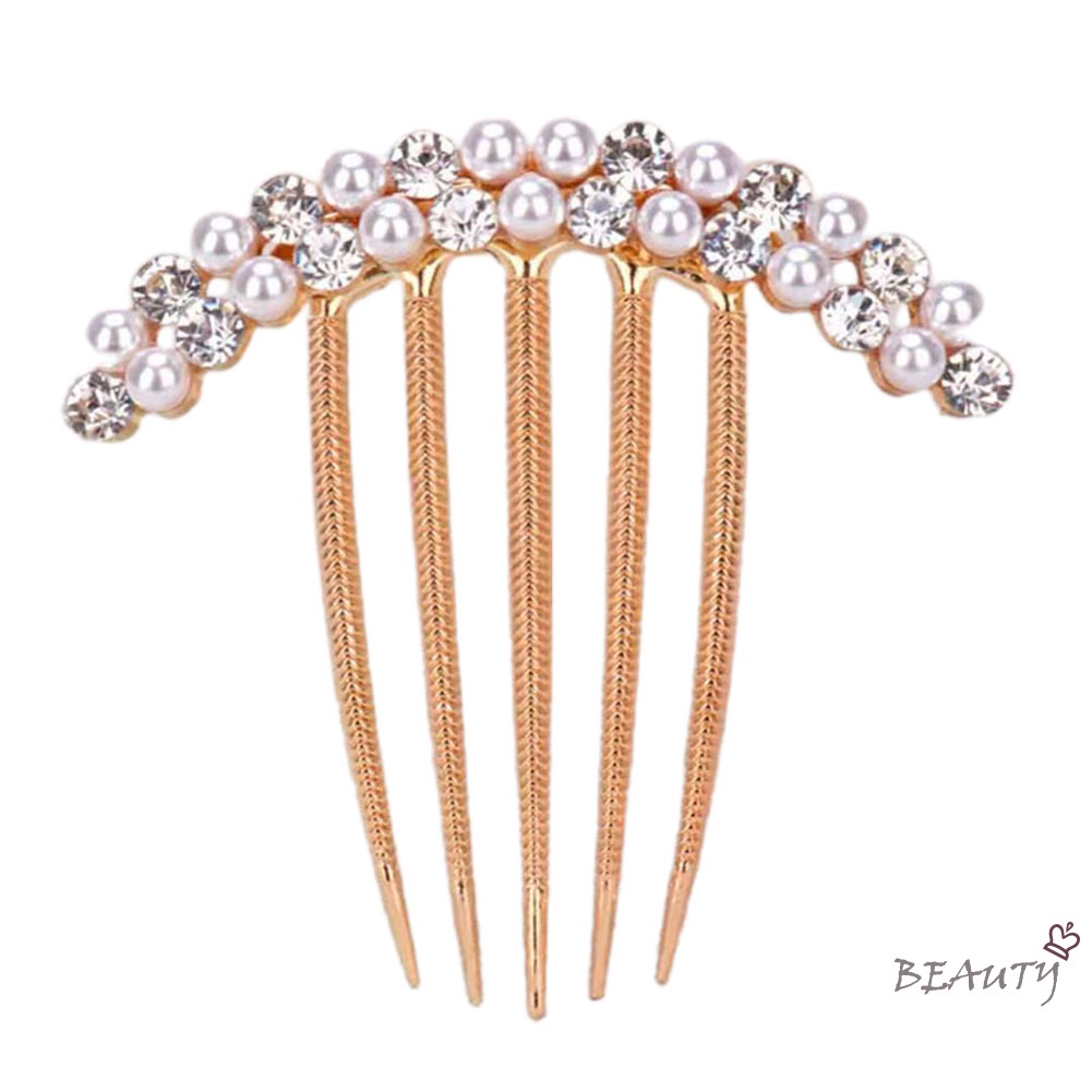 Lược Cài Tóc Đính Đá Ngọc Trai Nhân Tạo Thời Trang Dành Cho Nữ