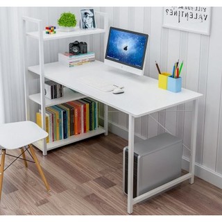 Bàn học, bàn làm việc liền giá sách BLV104- trắng