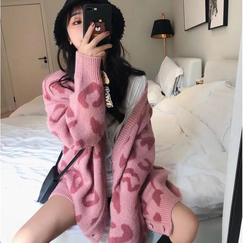 Áo khoác len,áo cardigan hoạ tiết da báo dáng dài đẹp hàng quảng châu cao cấp A120 SUTANO