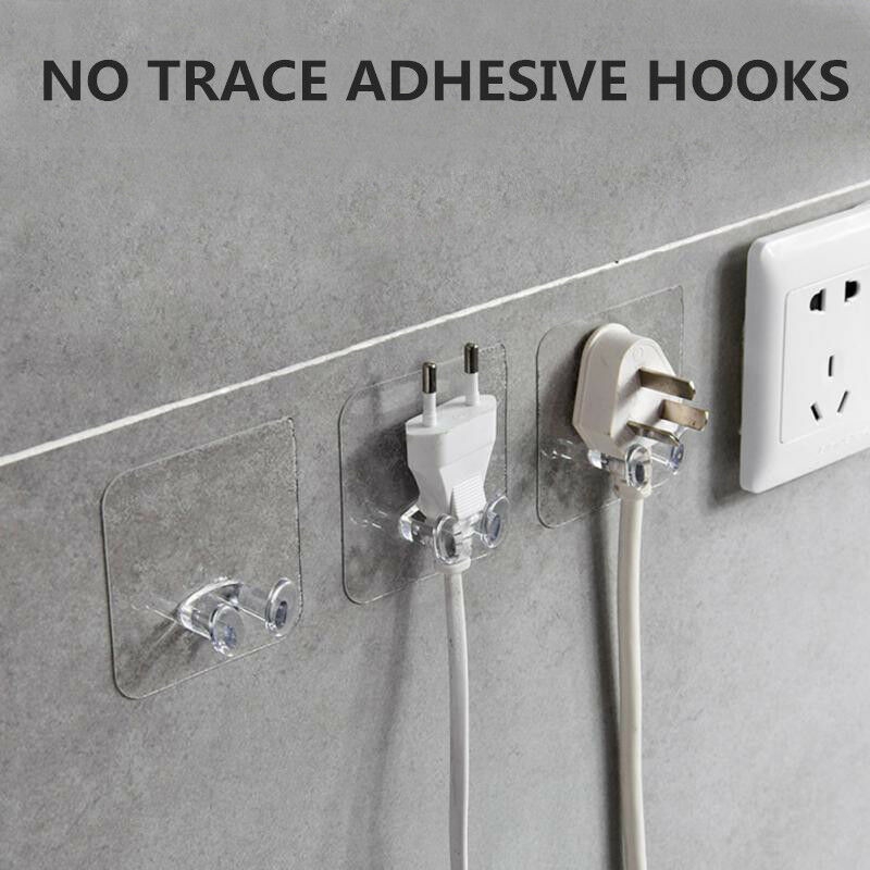 Set 4 Giá Đỡ Phích Cắm Trong Suốt Bám Dính Tốt Tiện Dụng