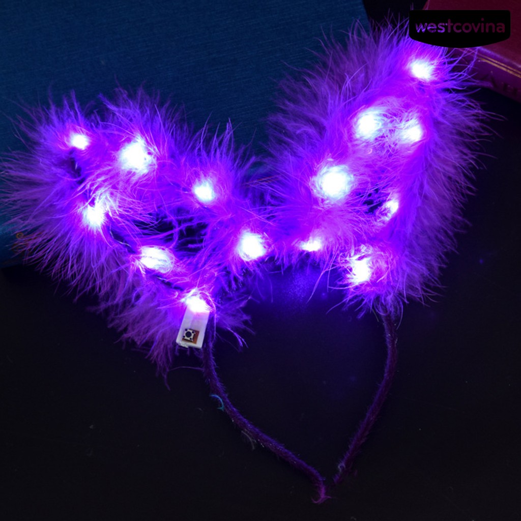 Băng Đô Cài Tóc Hình Tai Thỏ Có Đèn Led