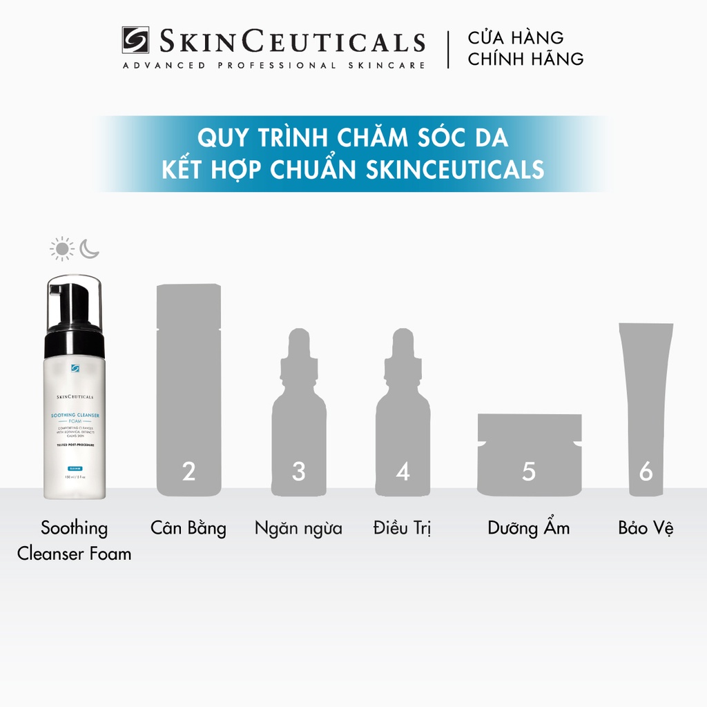 Sữa rửa mặt dạng bọt Skinceuticals Soothing Cleanser Foam giúp làm sạch dịu nhẹ và làm mềm da 150ml