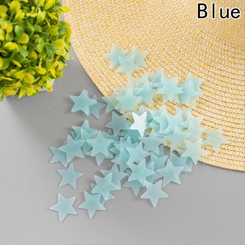 Set 100 sticker hình ngôi sao dạ quang dán tường trang trí cho phòng ngủ