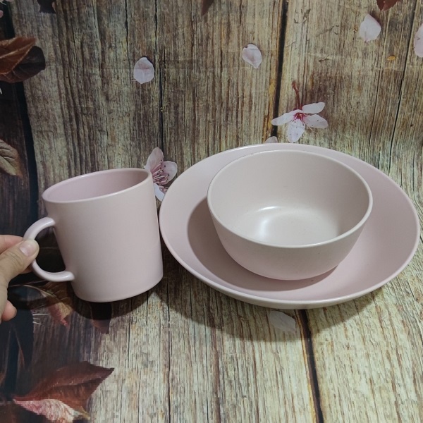 Ly sứ tráng men cao cấp màu hồng pastel - ly sứ tráng men cao cấp