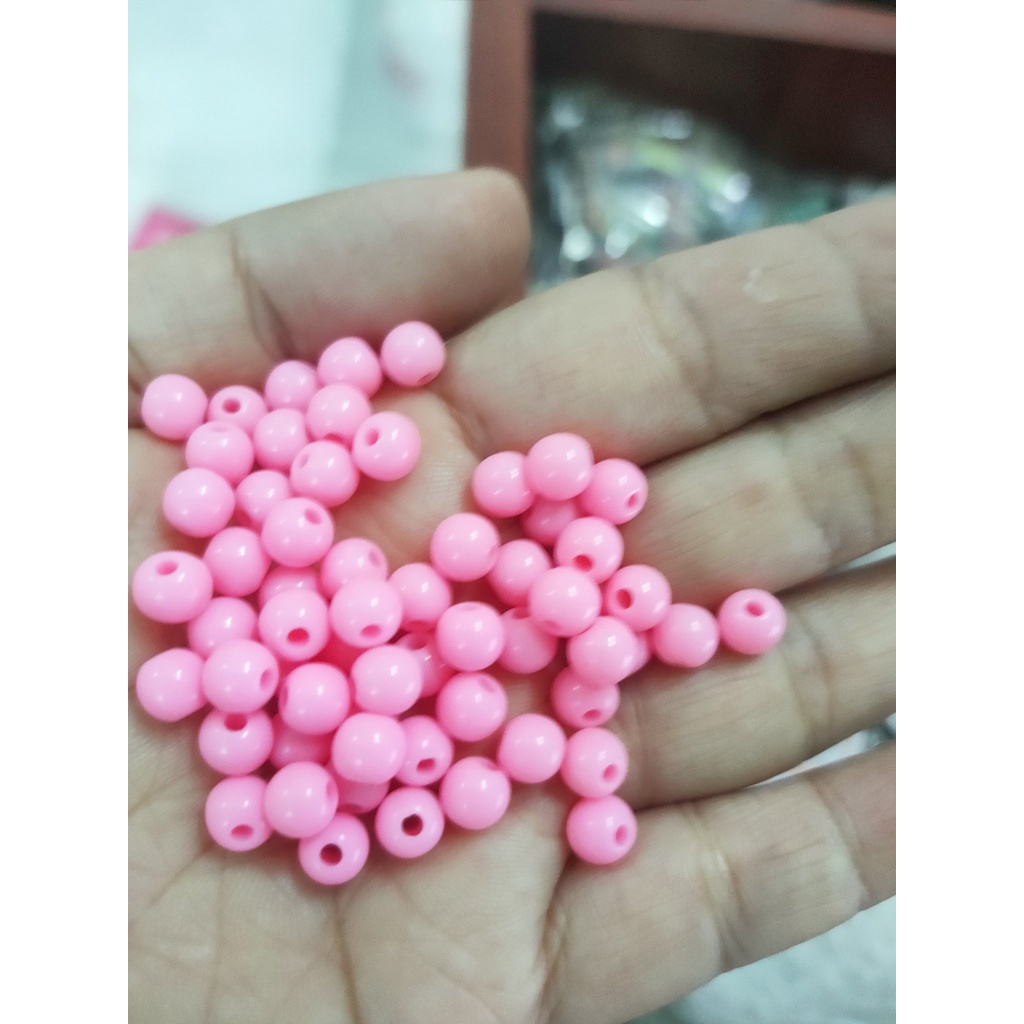 10/25/50gam hạt nhựa tròn hồng phấn tròn size 6mm