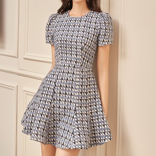 OLV - Đầm dạ Navy Checked Dress