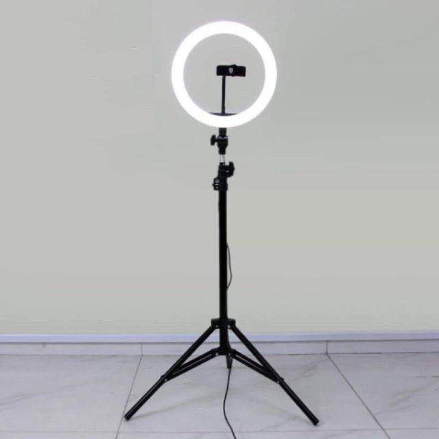 Bộ Đèn Led Livestream Size 32cm Kèm Chân Đỡ Kẹp Điện Thoại 2m1 - Cây Đèn Livestream Make Up Chụp Ảnh