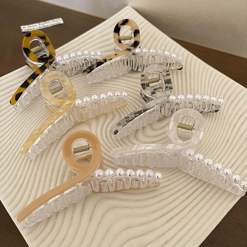 QQMALL Kẹp Tóc Càng Cua Hình Chữ Thập / Da Báo / Cá Mập Bằng Nhựa Acrylic