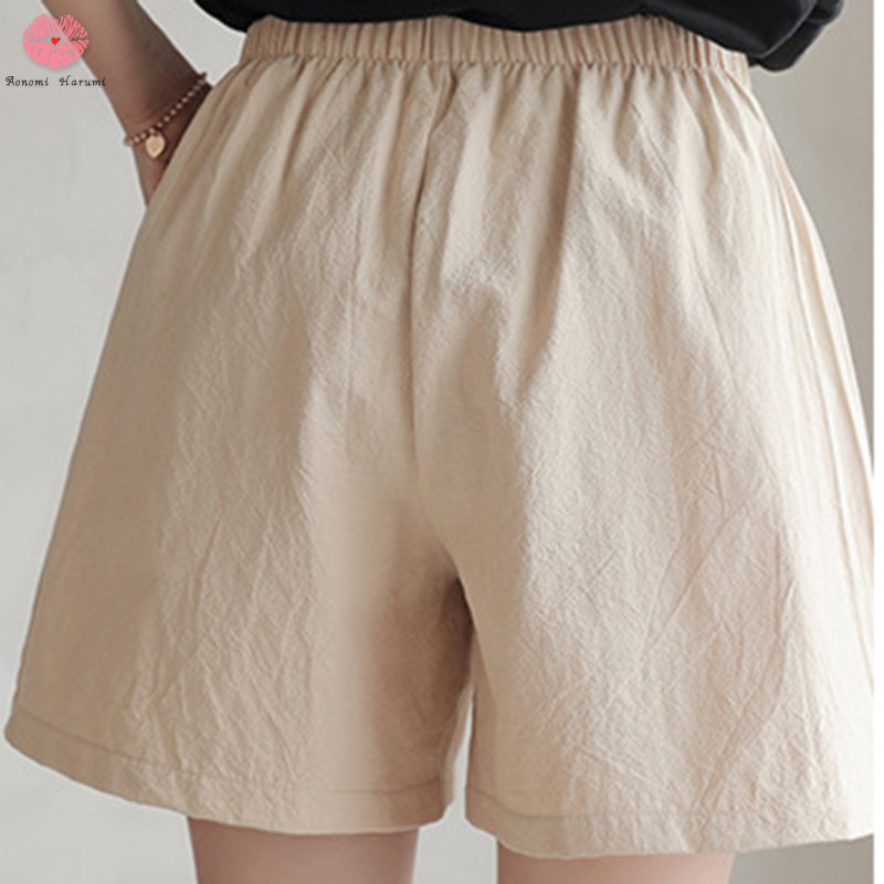 Quần Short Cotton Ống Rộng Lưng Thun Thoải Mái Có Túi Và Dây Rút Cho Nữ | BigBuy360 - bigbuy360.vn