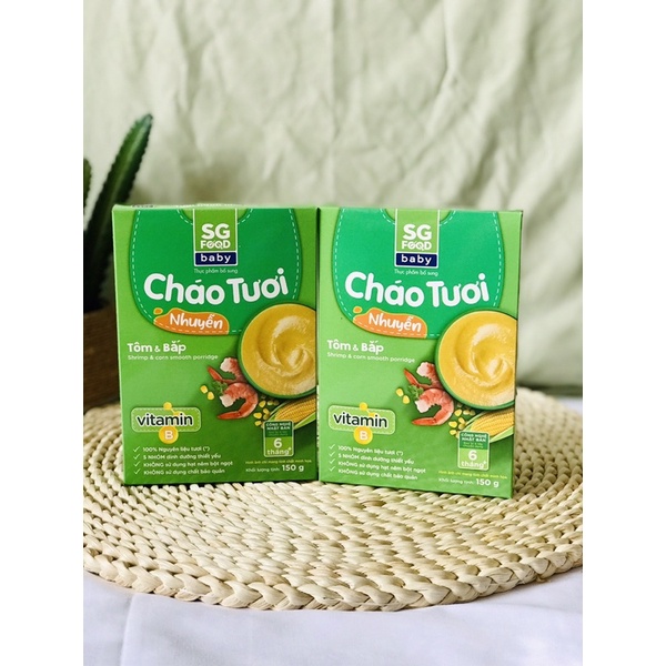 Cháo Tươi Nhuyễn SG Food, Cháo Ăn Dặm, Cháo Ăn Liền, Cháo Hạt Vỡ, Cháo Dinh Dưỡng cho bé ăn dặm từ 6m, 10m