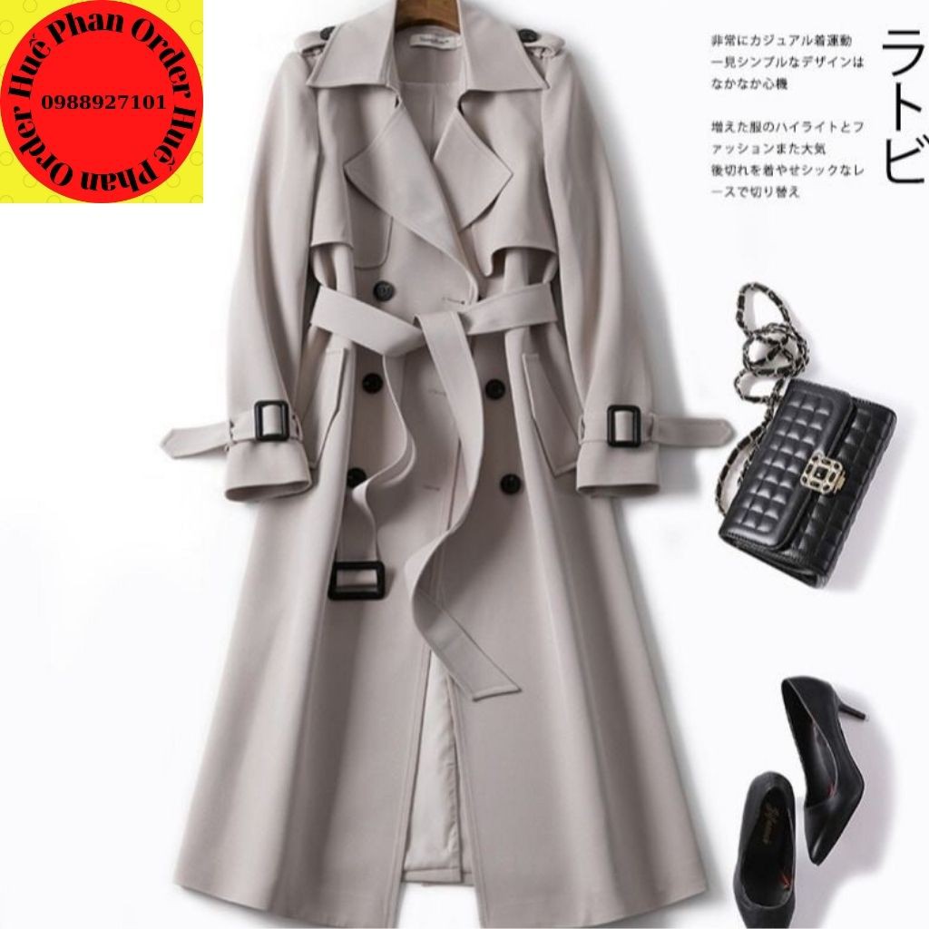 Áo khoác mangto dáng dài kèm đai thắt hàng Quang Châu Cao cấp áo dày hơn 1kg dài 106cm