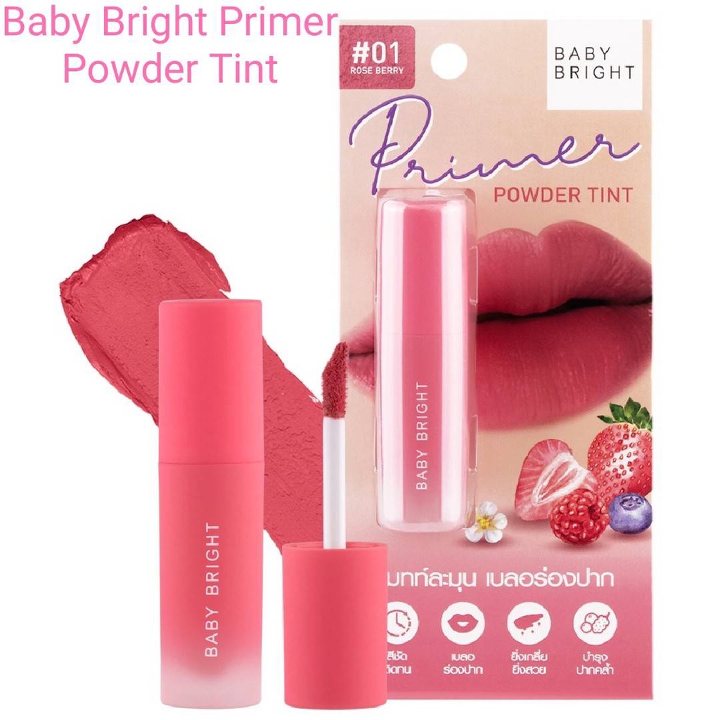 Son Kem Siêu Lì mềm môi lên màu tự nhiên Baby Bright Primer Powder Tint 2.4g